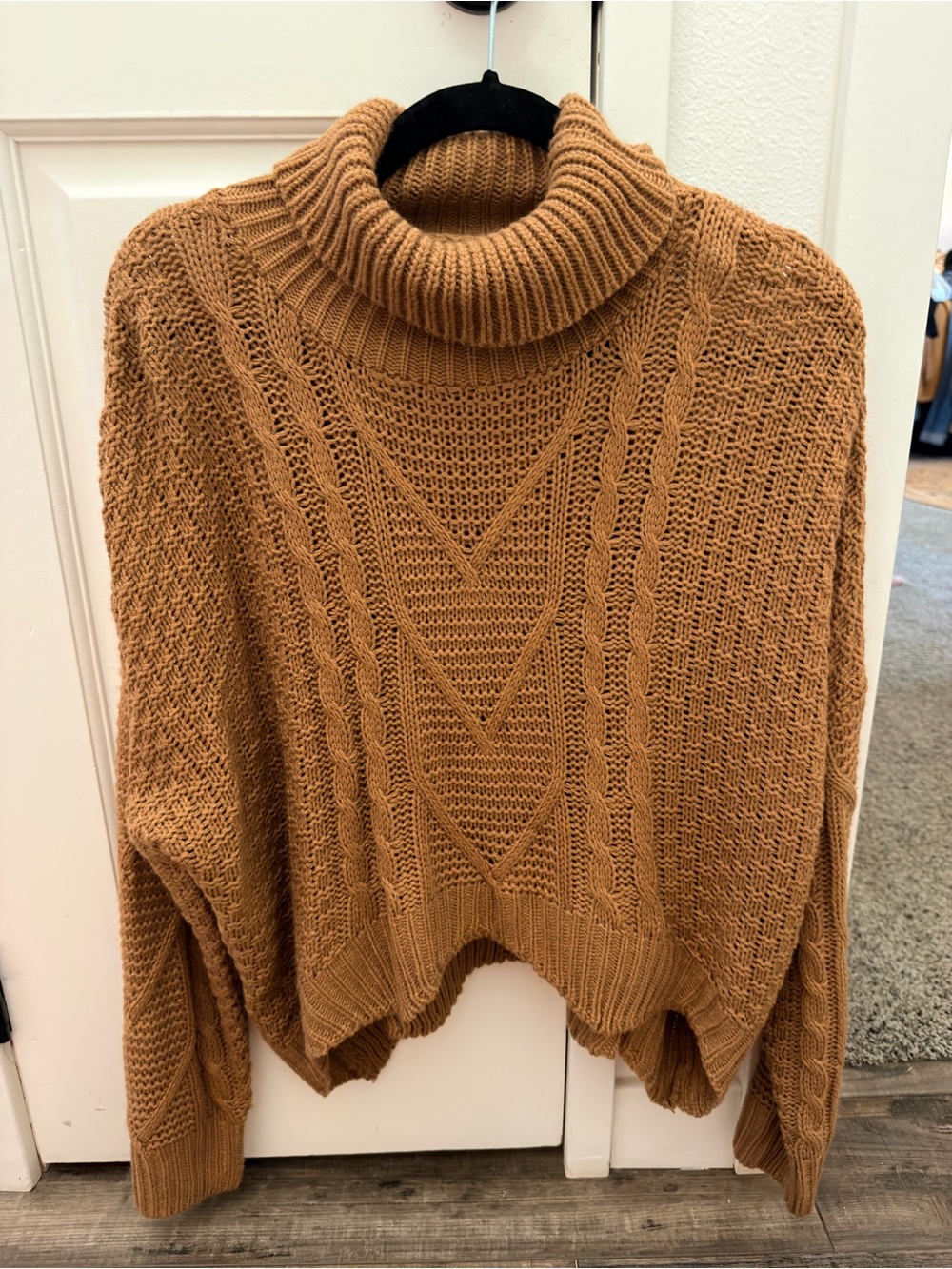 SHEIN Camel Cable Knit Turtleneck Sweater